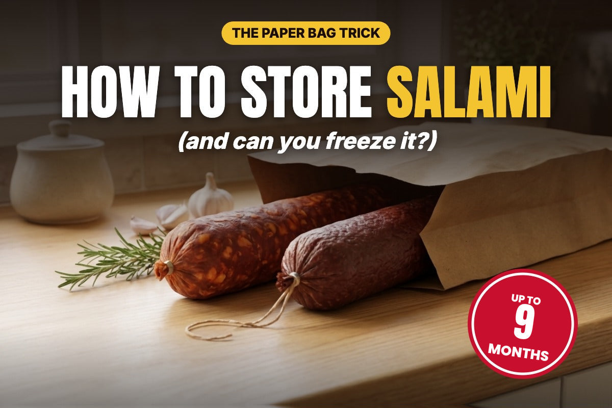 How to store salami: artisan salami from The Salami Man stored in a brown paper bag